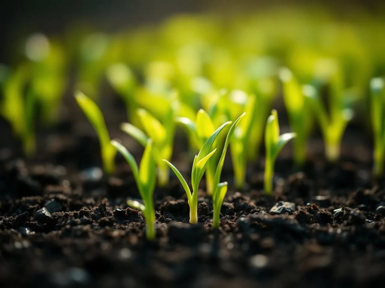 Seedlings emerging from soil